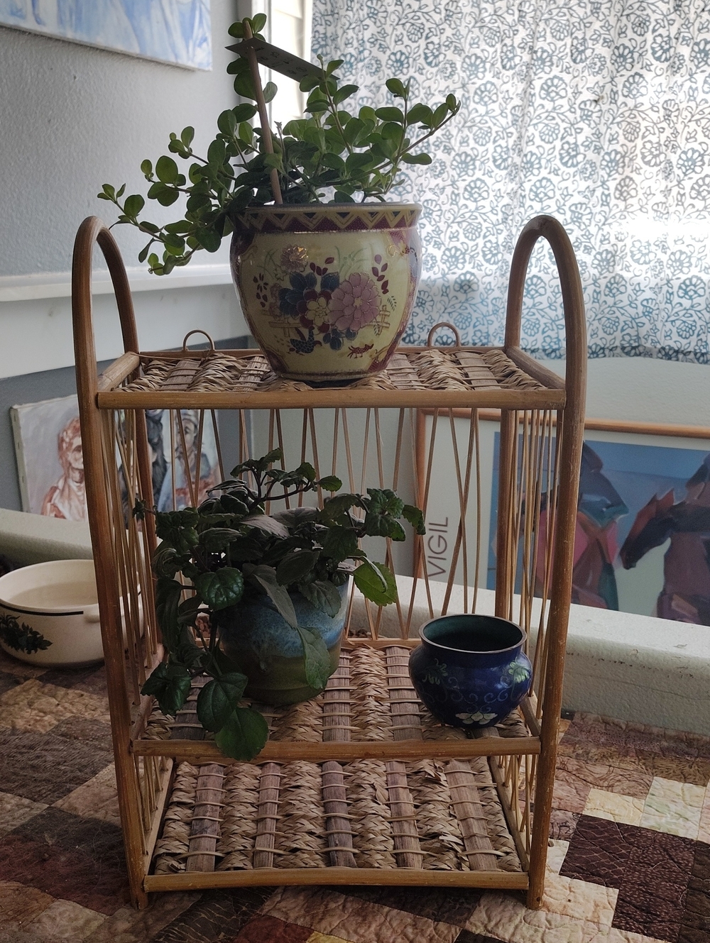 Vintage Rattan Bamboo Shelf